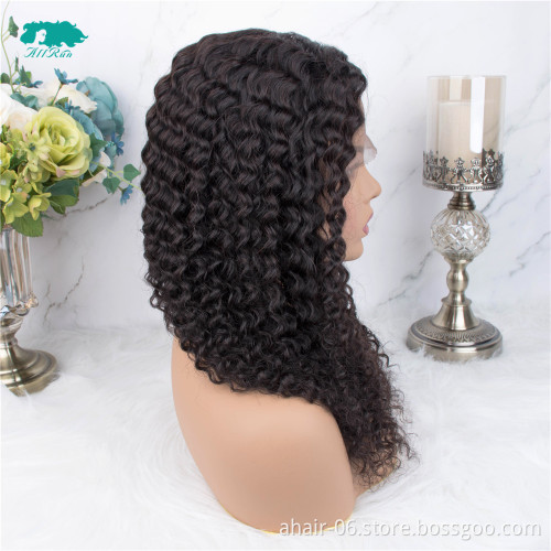 Wholesale Unprocessed 180% Density 100% Virgin Brazilian Human Hair Deep Wave Lace Front Wigs For Black Woman YouTube Hot Wig